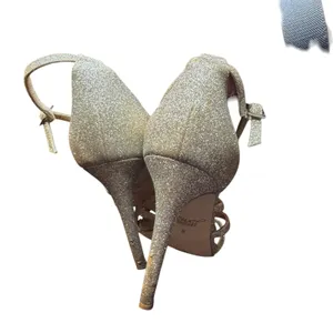 Jewel Badgley Mischka Shoes Womens Size 8‎ Gold Glitter Strappy Stiletto Sandals thumbnail 7