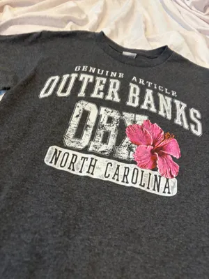 Outer banks OBX North Carolina floral gray tshirt thumbnail 5
