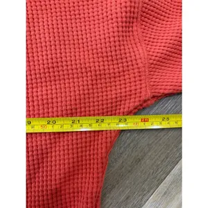Carhartt Womens Large Relaxed Fit Waffle Knit Hoodie Orange Pullover Thermal thumbnail 4