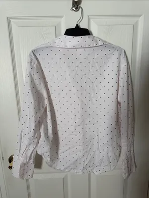 H&M White Button-Down Shirt with Black rhinestones small oversized. thumbnail 3
