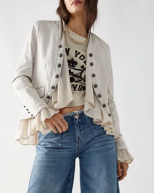Free People Ruffle Jacket Military thumbnail 1