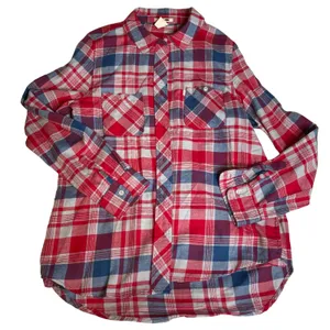 Levis Womens Plaid‎ Button Down Shirt Red White Blue Flannel Long Sleeve Size M thumbnail 1