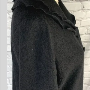 Pendleton Black Wool Jacket Women’s Button Front Ruffle Collar Classic Size Med thumbnail 9
