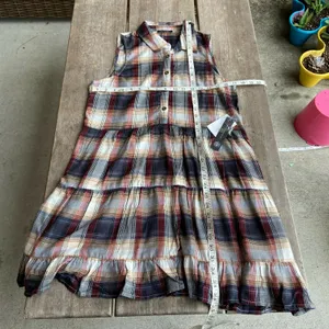 As U Wish Womens Dress Size Large Sleeveless Plaid Brown Shirt Tiered NEW‎ thumbnail 5