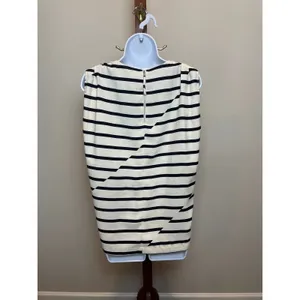Madewell Striped Sleeveless Top Size M Cream & Black High Low Hem thumbnail 3
