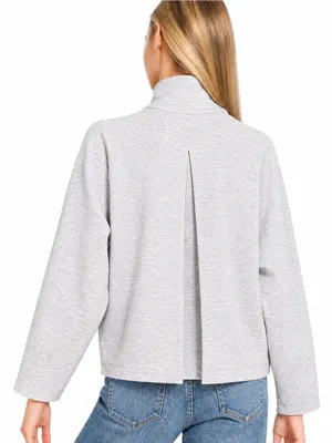 ZENANA Premium scuba full zip jacket in Heather gray size large relaxed fit thumbnail 2