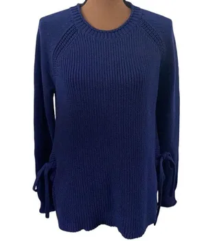 J Crew navy side-tie Crewneck elongated sweater size M thumbnail 23