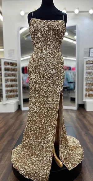 Sherri Hill Gold Prom Dress thumbnail 2