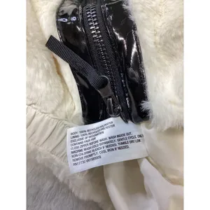 JoyLab Womens Faux Fur Full Zip Jacket XL Jet Stream White‎ Black Trim E744PW thumbnail 4