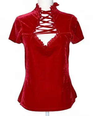 KILLSTAR Red Velvet Corset Top thumbnail 1