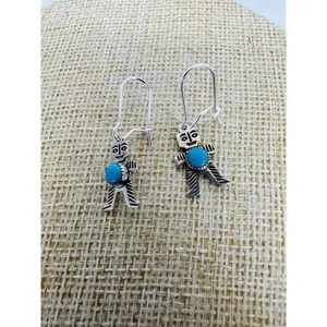 JP Sterling Silver Turquoise Pierced Earrings‎ Pendant Charm Southwestern Tribal thumbnail 2