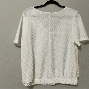 Sunday In Brooklyn White Textured Short Sleeve V Neck Sweater Womens M Top thumbnail 4