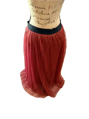 Zenana Pleated Tulle/Mesh Maxi Skirt Women's Size L NWT thumbnail 2
