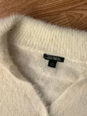 Wild Fable Cream Fuzzy V-Neck Button Sweater Size XS thumbnail 6