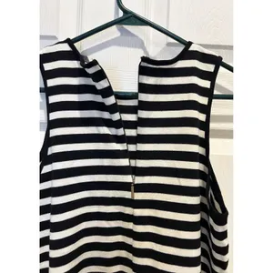 Lauren Ralph Lauren Black‎ White Striped Ruffle Hem Sleeveless Cotton Dress M thumbnail 6