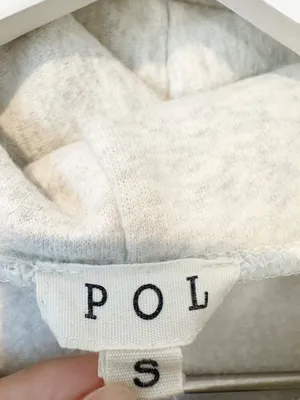 POL Hoodie Size Small Light Gray Heathered Fleece Raw Hem‎ Sweatshirt Normcore thumbnail 5
