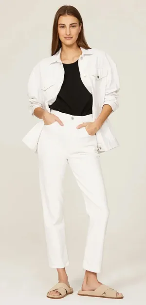 Agolde Riley Cropped White Jeans thumbnail 1