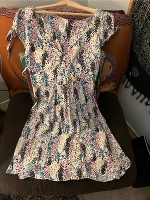 Free People miss right floral dress front key hole sz L thumbnail 7