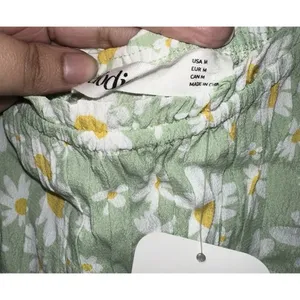 Nordstrom Elodie Tank Top Womens Sz M Green Smocked Floral Tie Shoulder Square Neck Spring thumbnail 2
