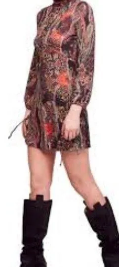 Free People multicolor All Doll Up paisley Mini Dress size Medium thumbnail 1
