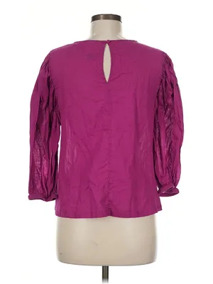 Farm Rio for Anthropologie Magenta Lace Puff Sleeve Blouse Top M Petite thumbnail 2