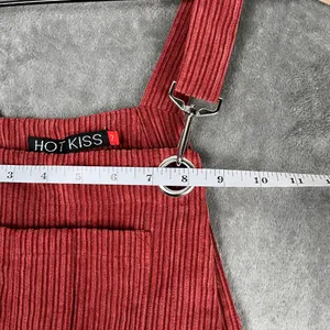 HOT KISS Red Corduroy Overall Dress Juniors' 7 Y2K Academia Preppy Buckle Mini thumbnail 6