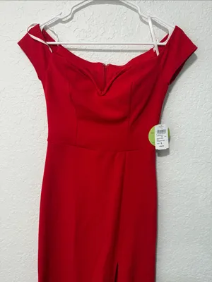 NWT WINDSOR Elegant Red Off-Shoulder Evening Gown Size 5/6 thumbnail 5