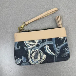 Spartina 449 Wristlet Womens OS Blue Floral Linen Leather Tassel Daufuskie * thumbnail 6