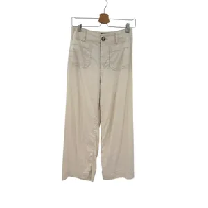 Anthropologie Maeve Colette Linen Wide Leg Cropped Pants Ivory Cream Size 26 thumbnail 3