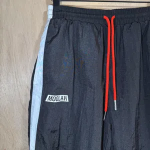 MOOLAH Womens S Black White‎ Snap Track Pants Tearaway Joggers Orange Drawstring thumbnail 4