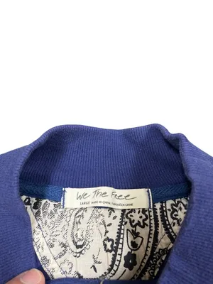 Free People wms colorblock raw blue green oversized sweater shirt sz L SKU 10746 thumbnail 2