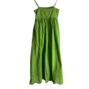 Slate & Willow Green Eyelet Sleeveless Square Neck Empire Midi Dress Size XS thumbnail 10