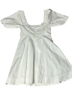 STAUD Laelia Mini Dress White Cotton Lined Puff Sleeves Size 8 thumbnail 8