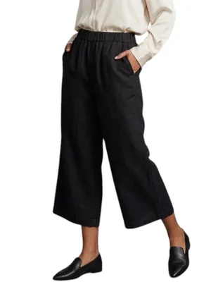 Mate the Label Black 100% Linen Wide Leg Crop Pant Size XS thumbnail 11