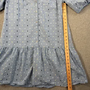 LOFT Women's Medium Blue Swiss Dot Chambray Button Front Dress Short Sleeve thumbnail 6