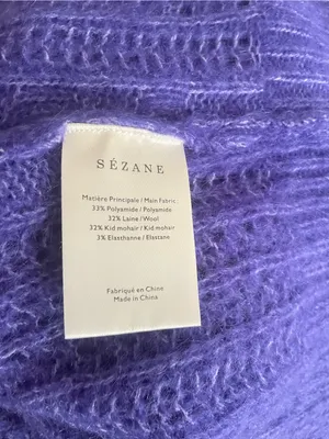 Sézane Scarlett Kid Mohair Wool Blend Cable Knit Jumper Sweater Purple Size XS thumbnail 6