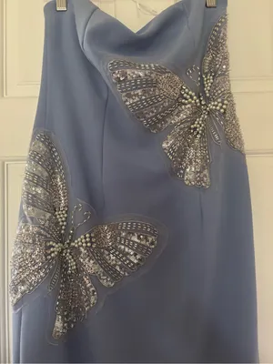 Elliatt Strapless Lilac Column Gown with Crystal Butterfly Appliqués thumbnail 4