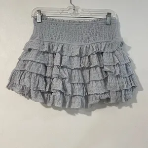 American Eagle Lace Ruffle Mini Skirt Size S Gray Tiered Y2K Romantic thumbnail 3
