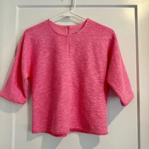 ZARA Pink Structured Short Sleeve Top Size Small thumbnail 1