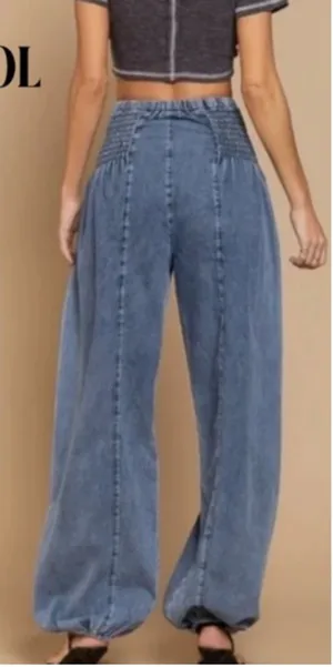 POL HAREM PANTS denim spring boho sold out elastic waist casual classic $98 fall thumbnail 1