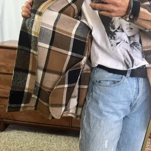Flannel Shacket size SMALL. Tan thumbnail 5