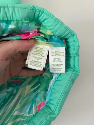 Lilly Pulitzer Isabelle Teal Green Sleeveless Down Filled Puffer Vest S thumbnail 5