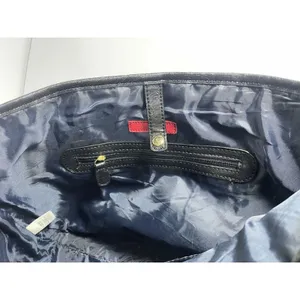 Tommy Hilfiger Black Logo Tote Bag Gold Hardware Bag Charm Zipper Accents thumbnail 8