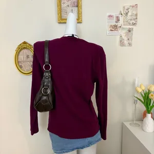 Jones New York Signature Long Sleeve Shirt Size XL Purple Cotton Crewneck thumbnail 3