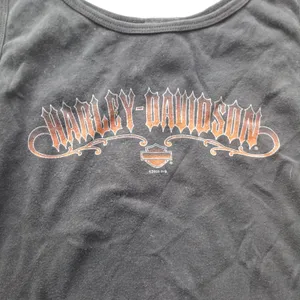 Harley Davidson size large Women's Black Orange Tank Top USA y2k biker moto thumbnail 3