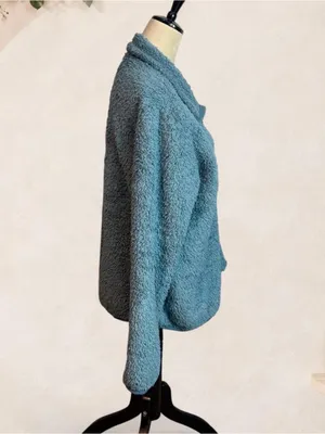 Patagonia Teal Blue Fuzzy Fleece Quarter Zip Pullover Size Large thumbnail 4