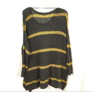 Free People Greenwhich Village Striped Oversized Cotton Knit Sweater Size XS thumbnail 5