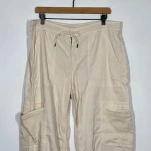 American Eagle Baggy Wide Leg Pant Size XL XXL 2X Ivory Drawstring Utility Cargo thumbnail 3