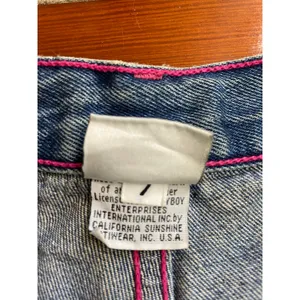 Playboy Bunny Denim Cutoff Shorts Pink Stitch Y2K Made USA Womens 7 thumbnail 9