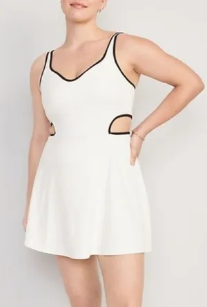 NWT Old Navy PowerSoft Athletic Dress L White Cutout Shelf Bra Active Tennis thumbnail 1
